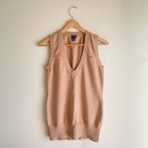 American Eagle Womens Tan V-Neck Sweater Vest, L